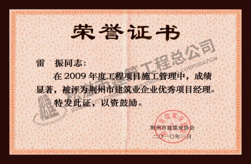 雷振2009年優秀項目經理